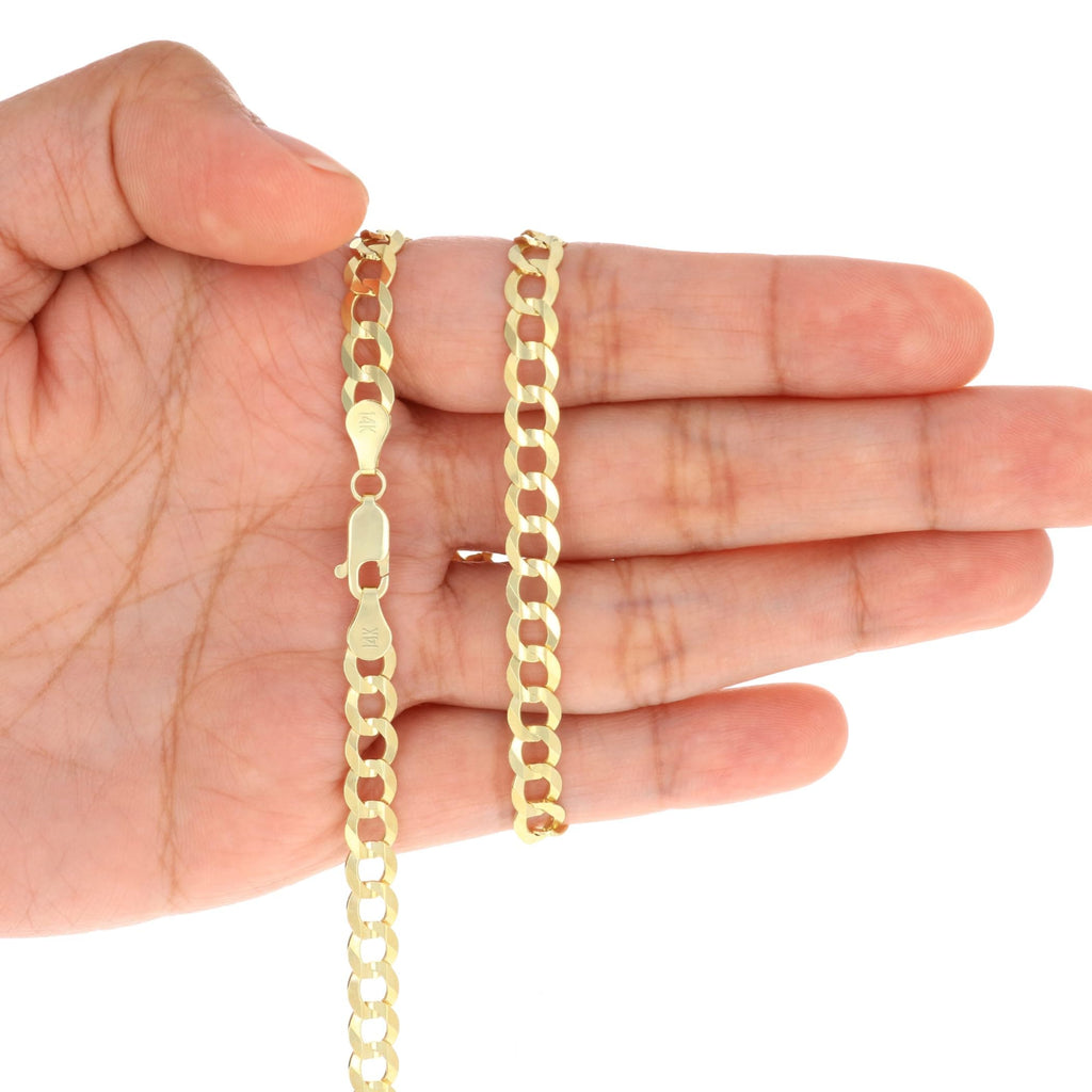 14k Yellow Gold Cuban Curb Link Chain Necklace E2144