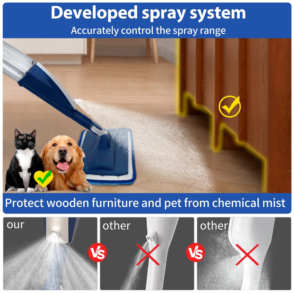 Wet Spray Mop with 14 oz Bottle & 3 Microfiber Pads W9271