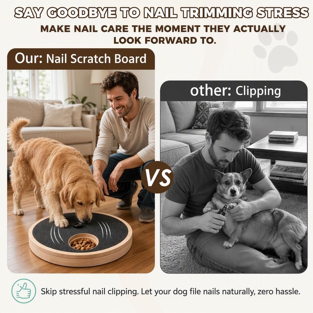 Rubberwood Adjustable Dog Nail Scratch Board with Treat Box J93644