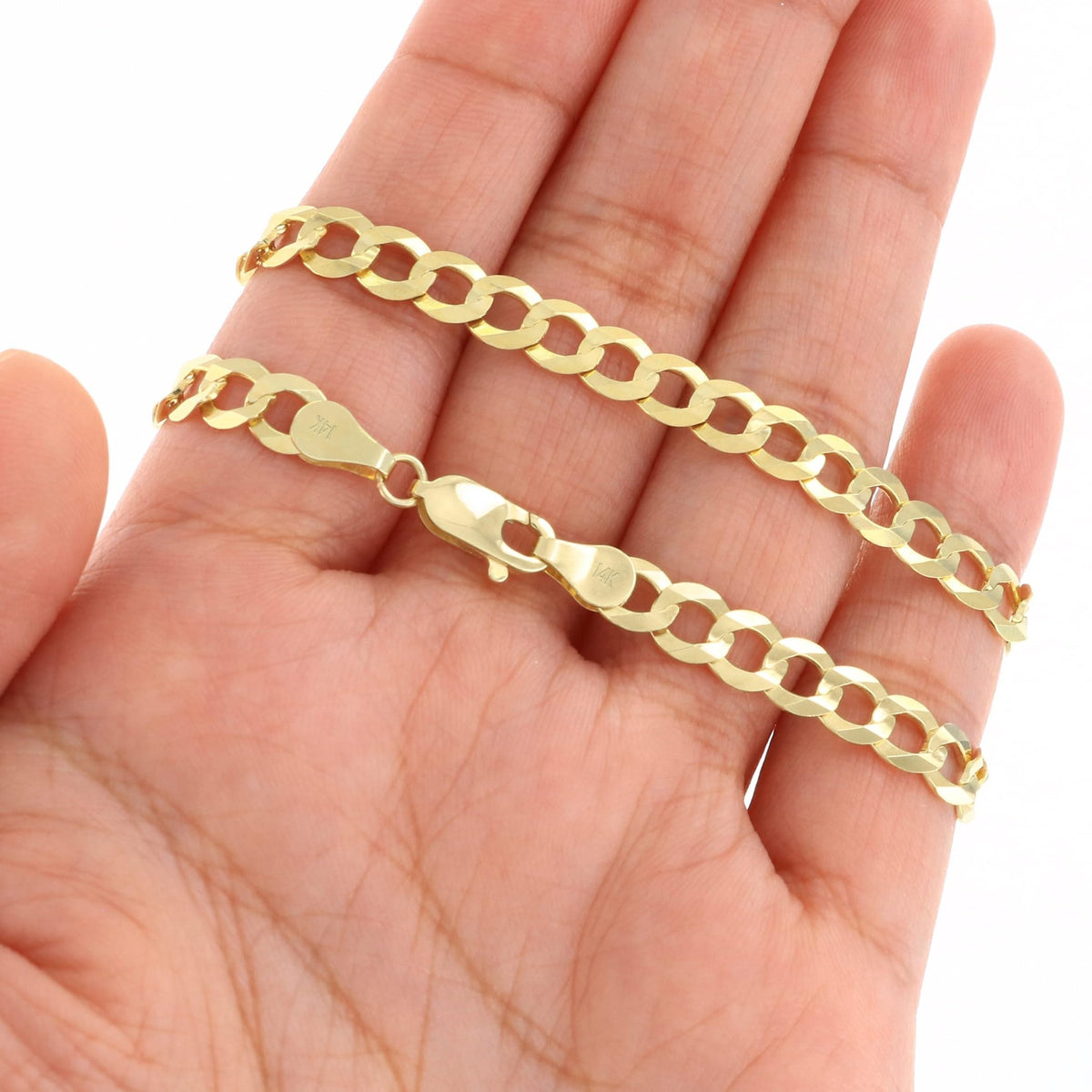 14k Yellow Gold Cuban Curb Link Chain Necklace E2144