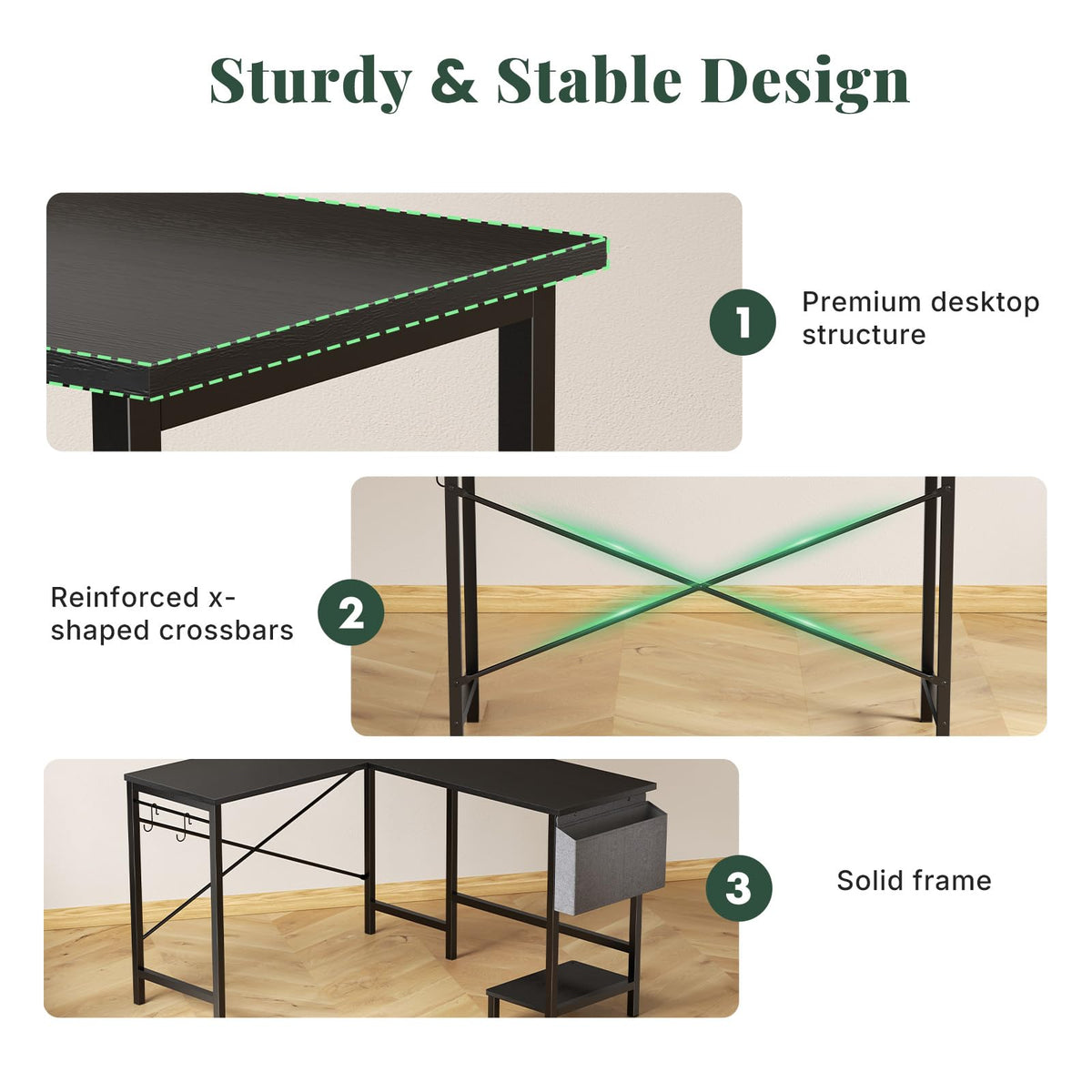 L Shaped Gaming Desk with PC Stand O609