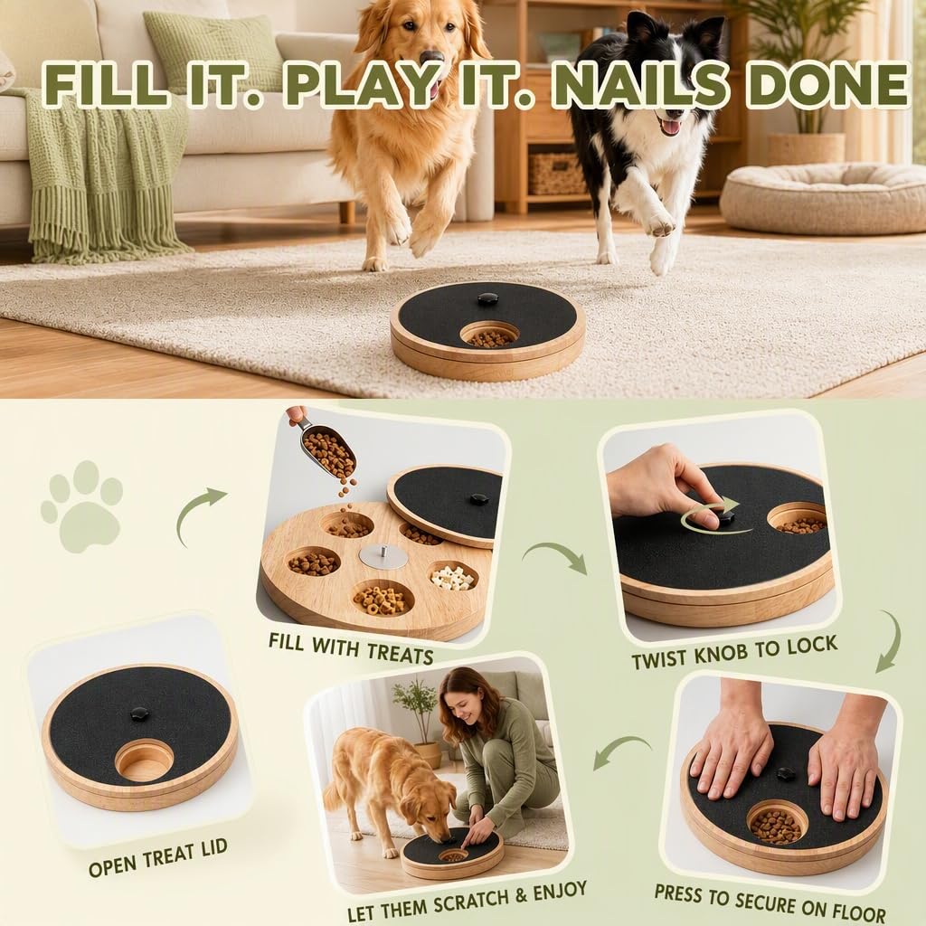 Rubberwood Adjustable Dog Nail Scratch Board with Treat Box J93644