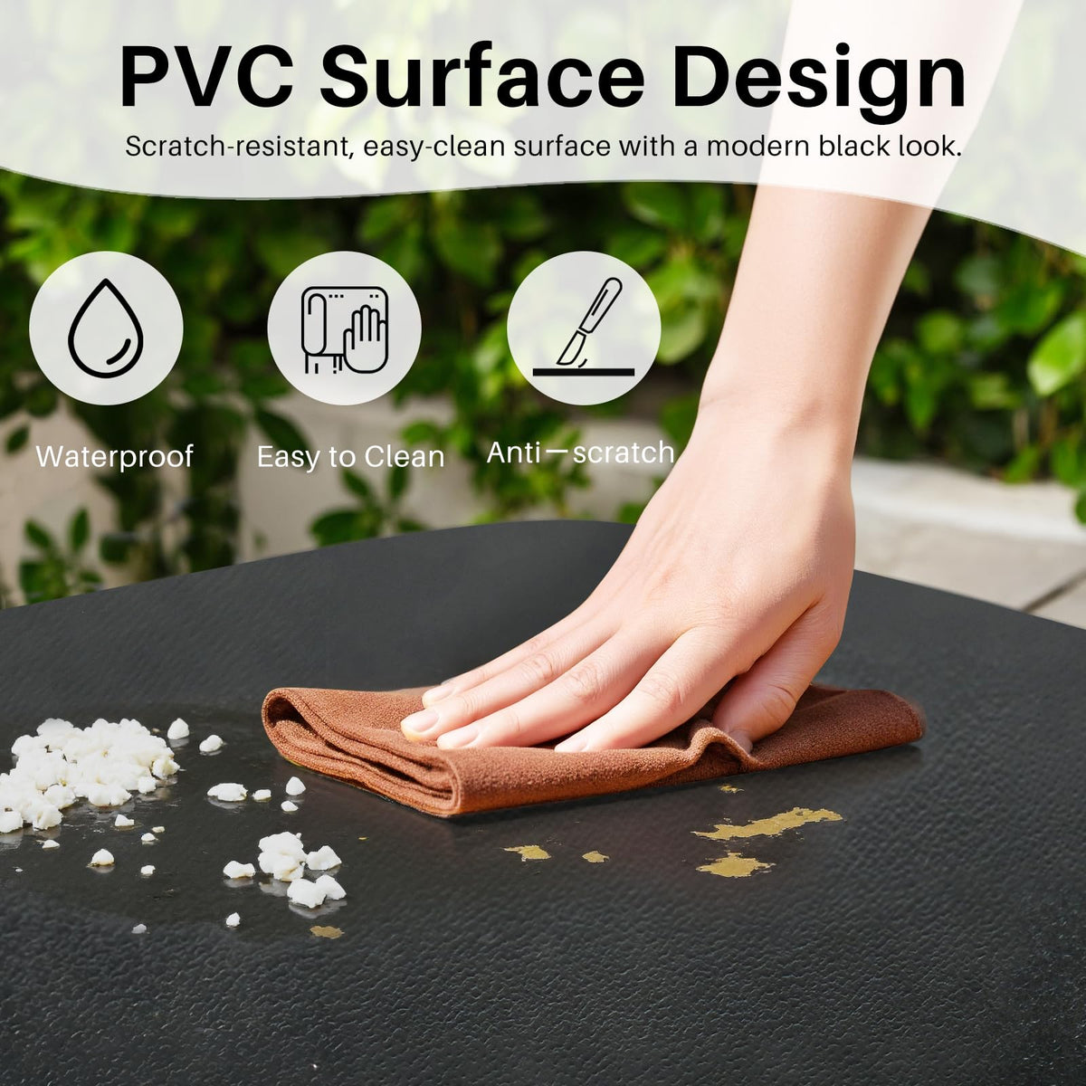 Square Folding Card Table 31.5 Inch PVC Top Metal Frame D236179