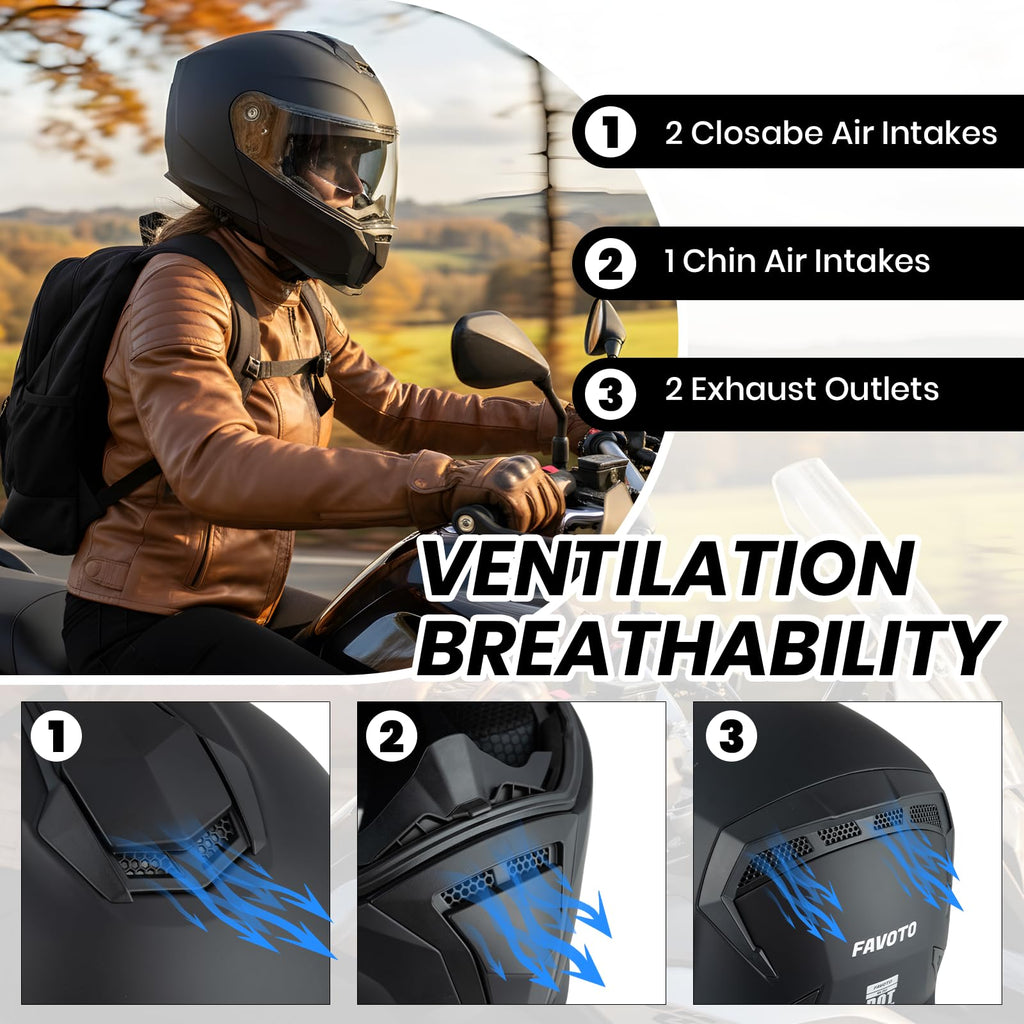 Modular Flip Up Motorcycle Helmet with Dual Visor D3989