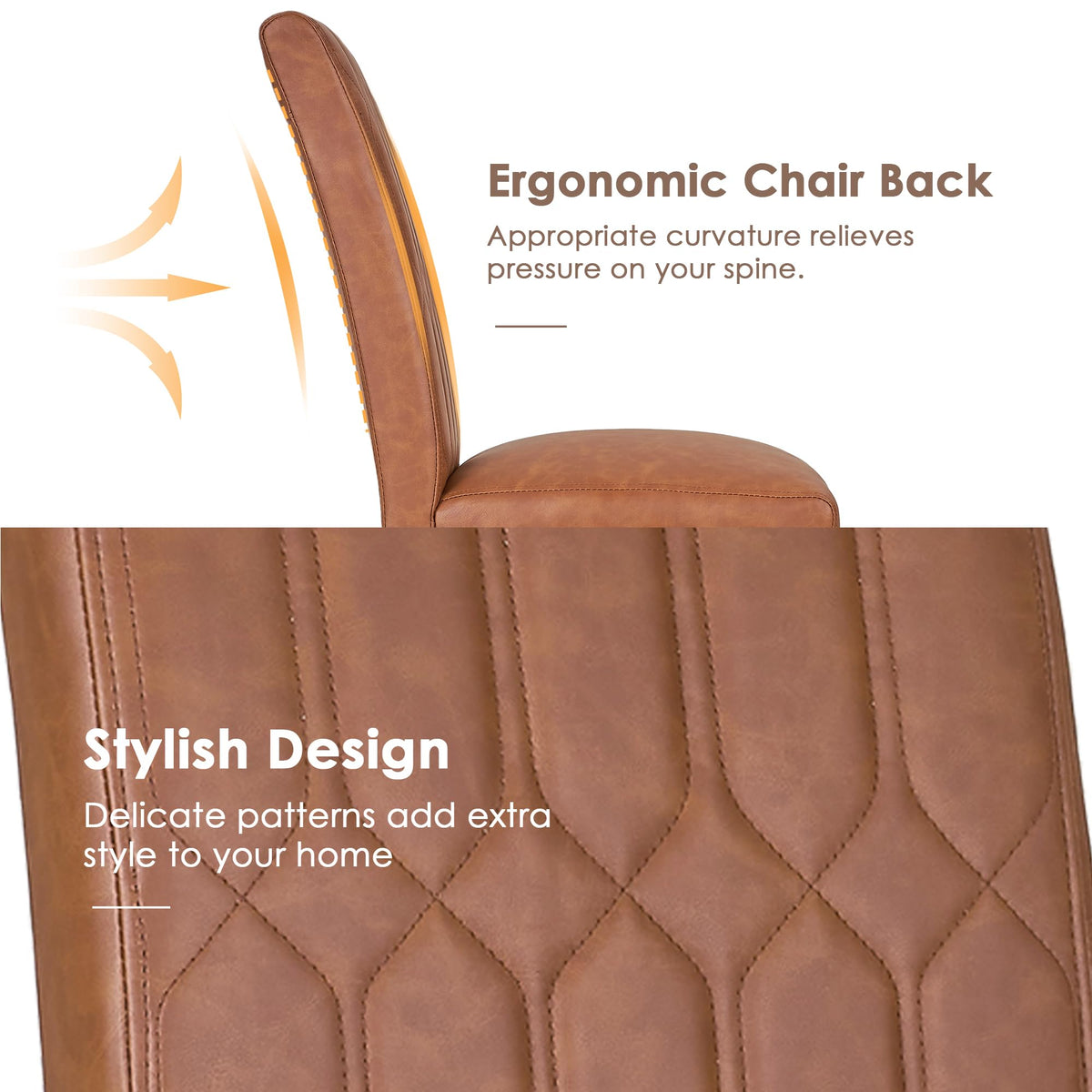 Upholstered Dining Chairs Set of 2 PU Leather Brown Z606