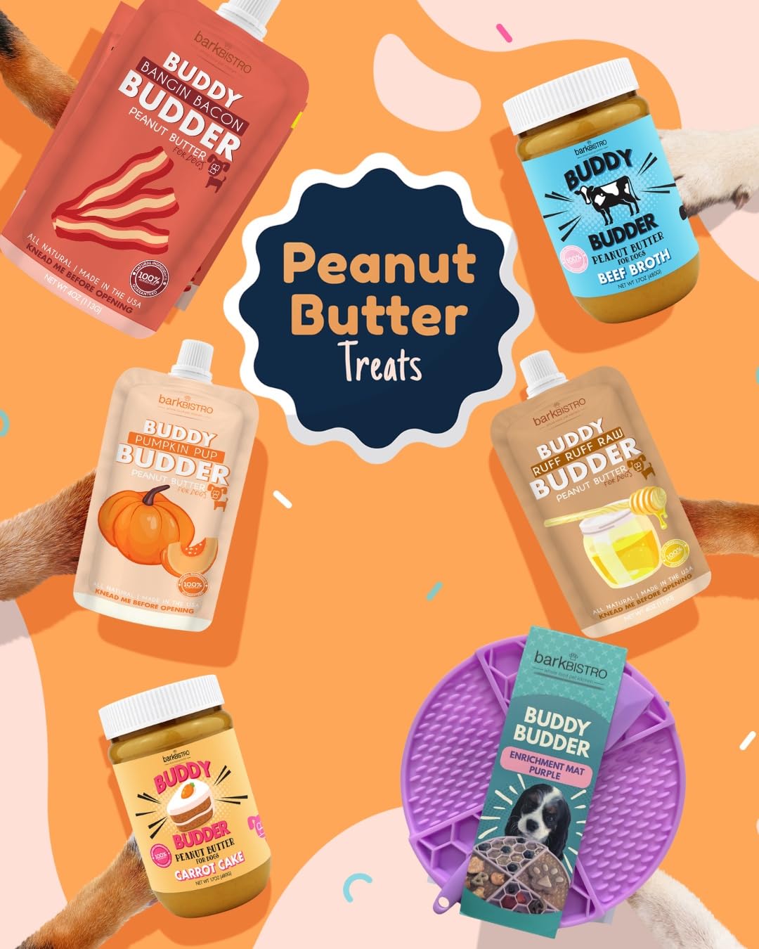 Natural Peanut Butter for Dogs Set of 2 17oz Jars Y968