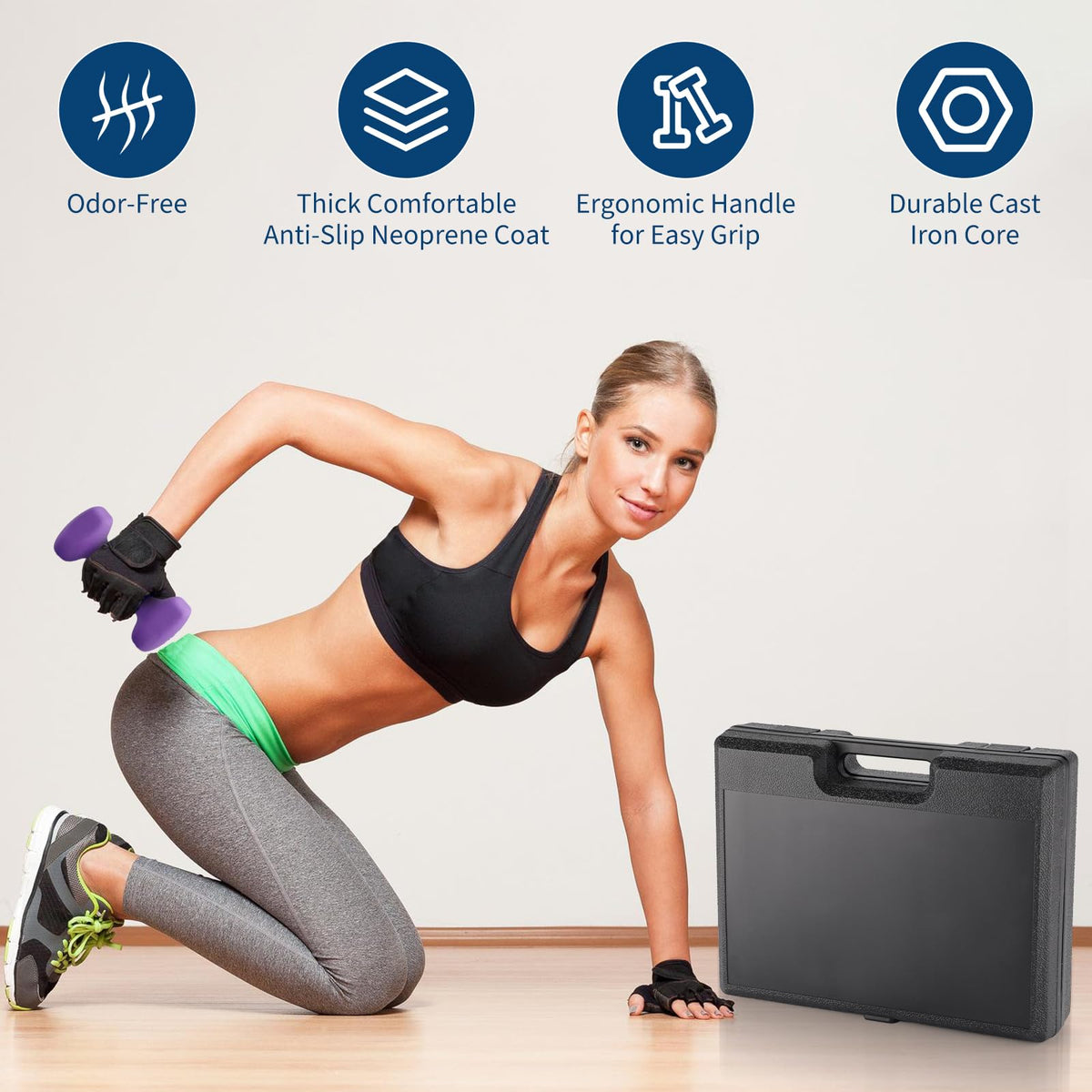 Neoprene Hex Dumbbell Set with Rack G1472