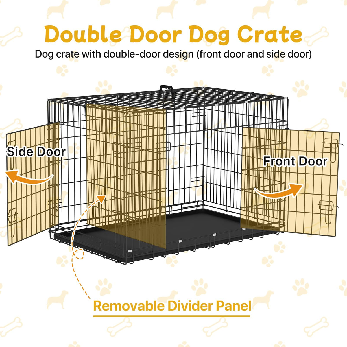 48 Inch Folding Metal Wire Dog Crate with Divider Panel & Removable Tray Y95225