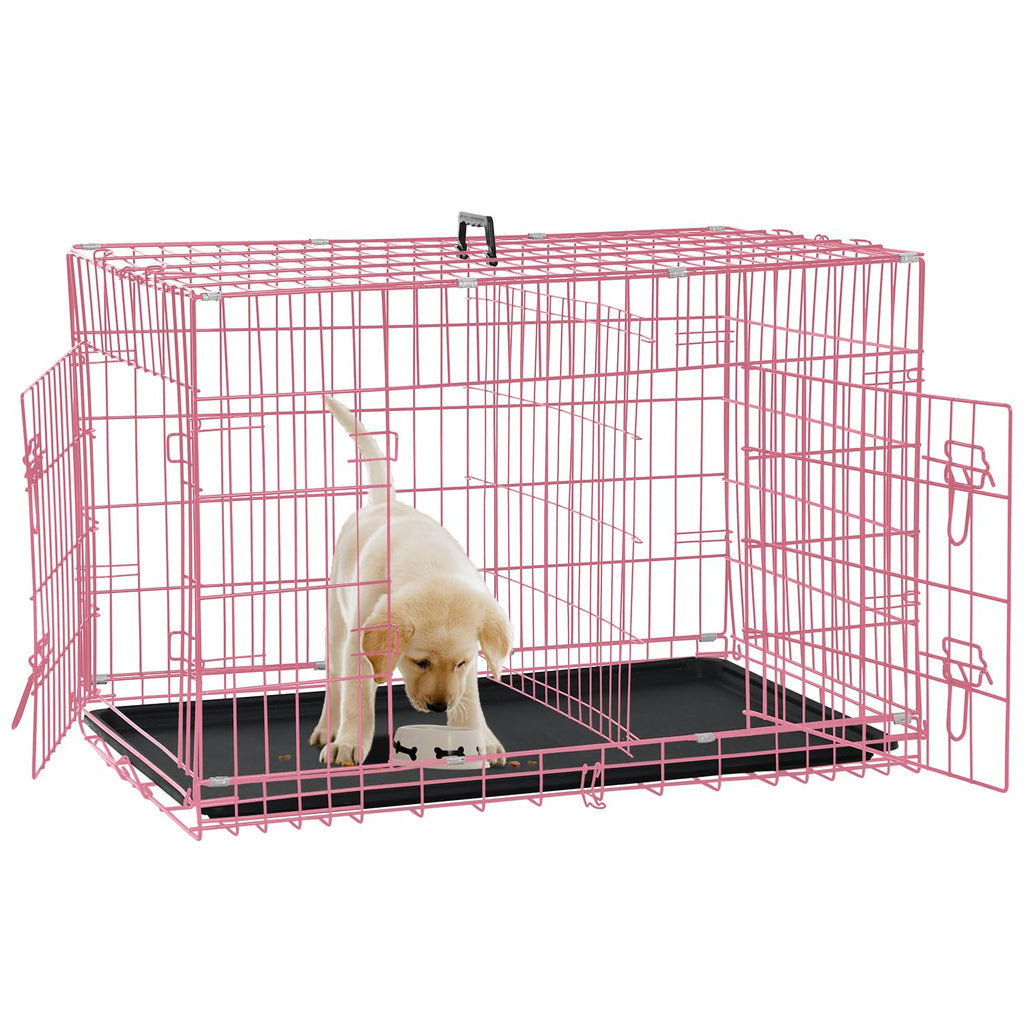 Folding Metal Dog Crate with Tray & Divider O8238