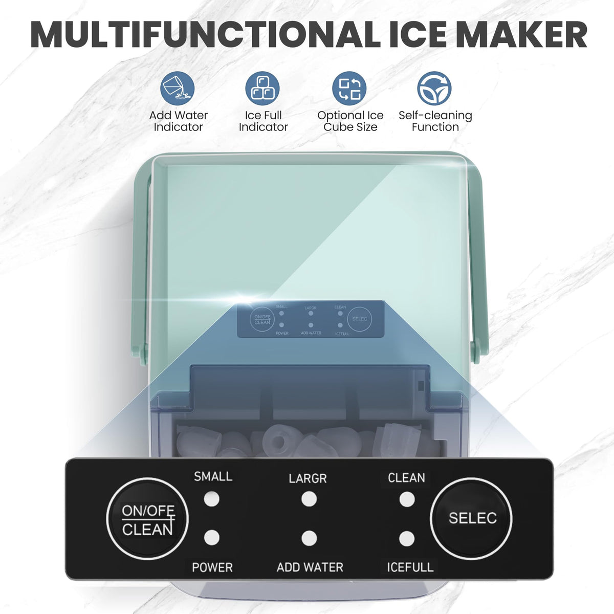 Green Portable Countertop Ice Maker I3950