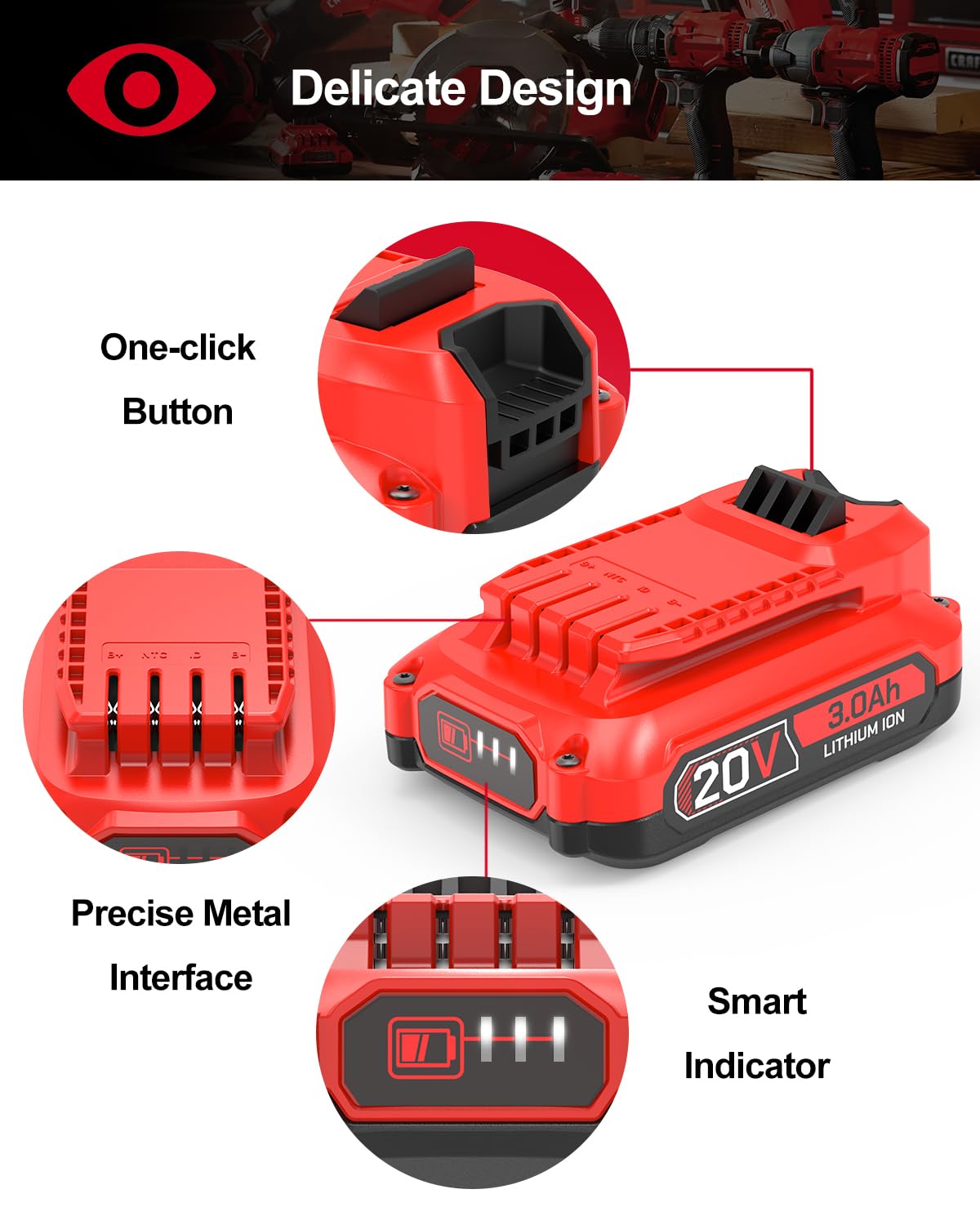 3.0Ah Battery Replacement for Craftsman 20V O503