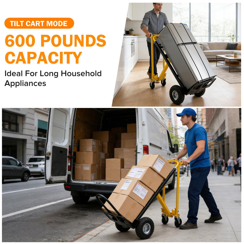 3 in 1 Convertible Hand Truck Dolly Cart with 10" Pneumatic Wheels, 1000LBS Capacity H891