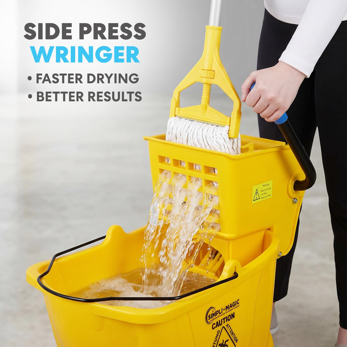 Yellow 35 Quart Mop Bucket on Wheels, 2-Pack I39437