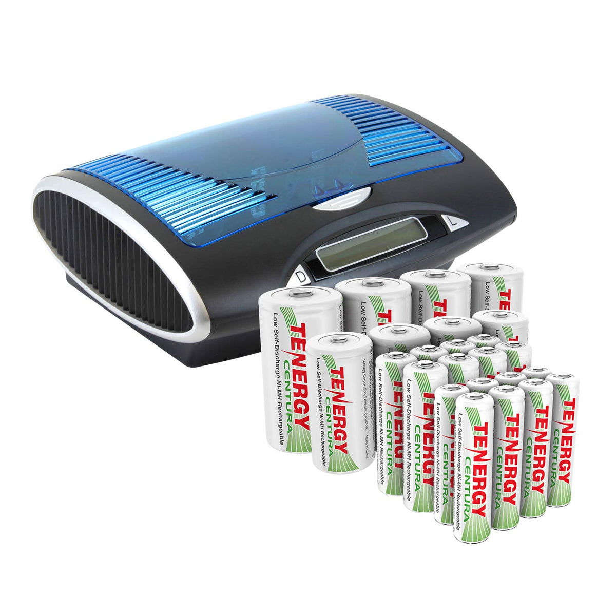 Universal LCD Battery Charger + 24 Pack Pre-Charged NiMH Batteries T468188