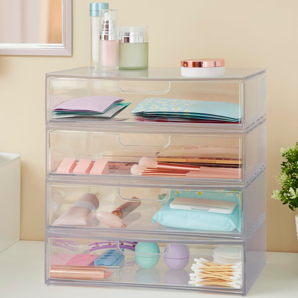 Clear Plastic Stackable Organizer Drawers Set of 2 N642503