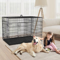 48 Inch Folding Metal Wire Dog Crate with Divider Panel & Removable Tray Y95225