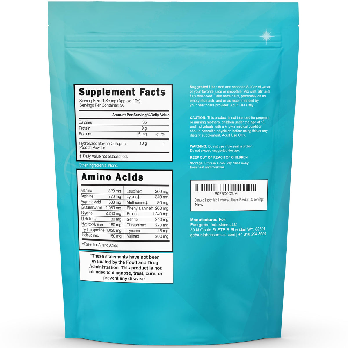 Unflavored Hydrolyzed Bovine Collagen Peptides Powder G438