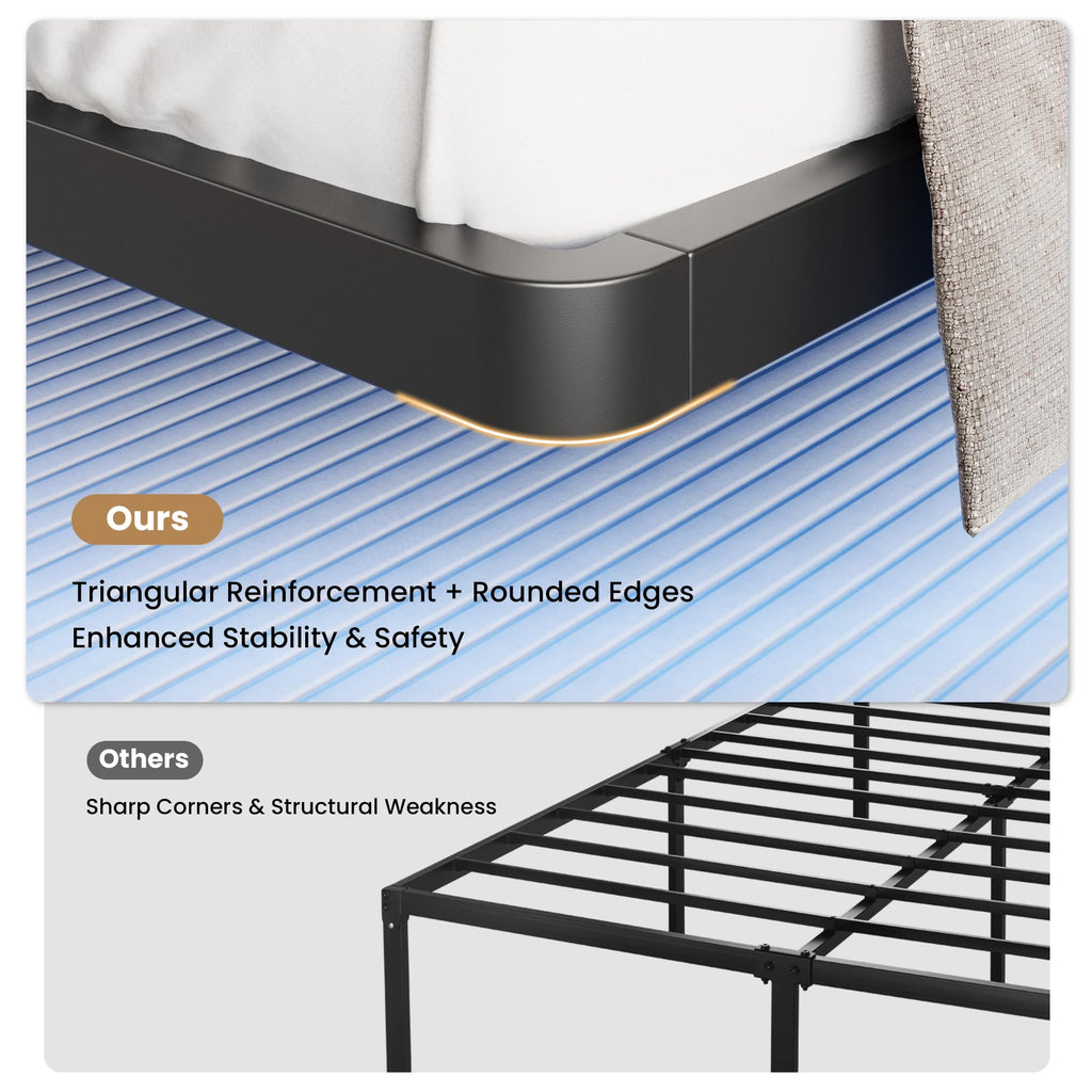 Full Size Floating Bed Frame with LED Lights, Black D18360