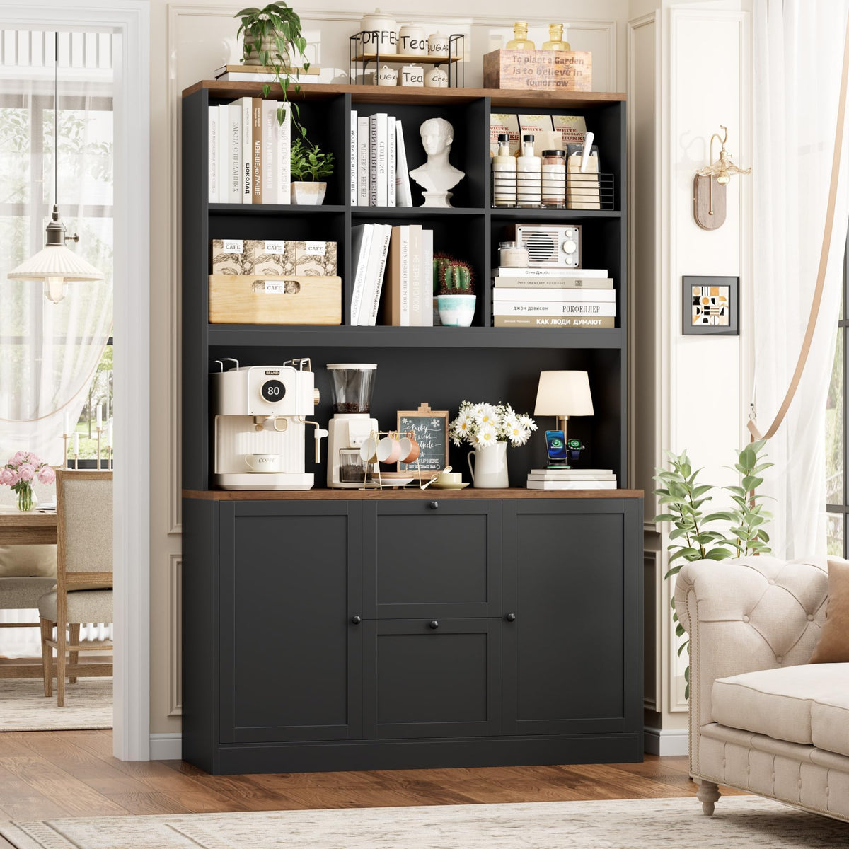 72'' Tall File Bookcase with Power Outlet & 2 Filing Drawers O600861