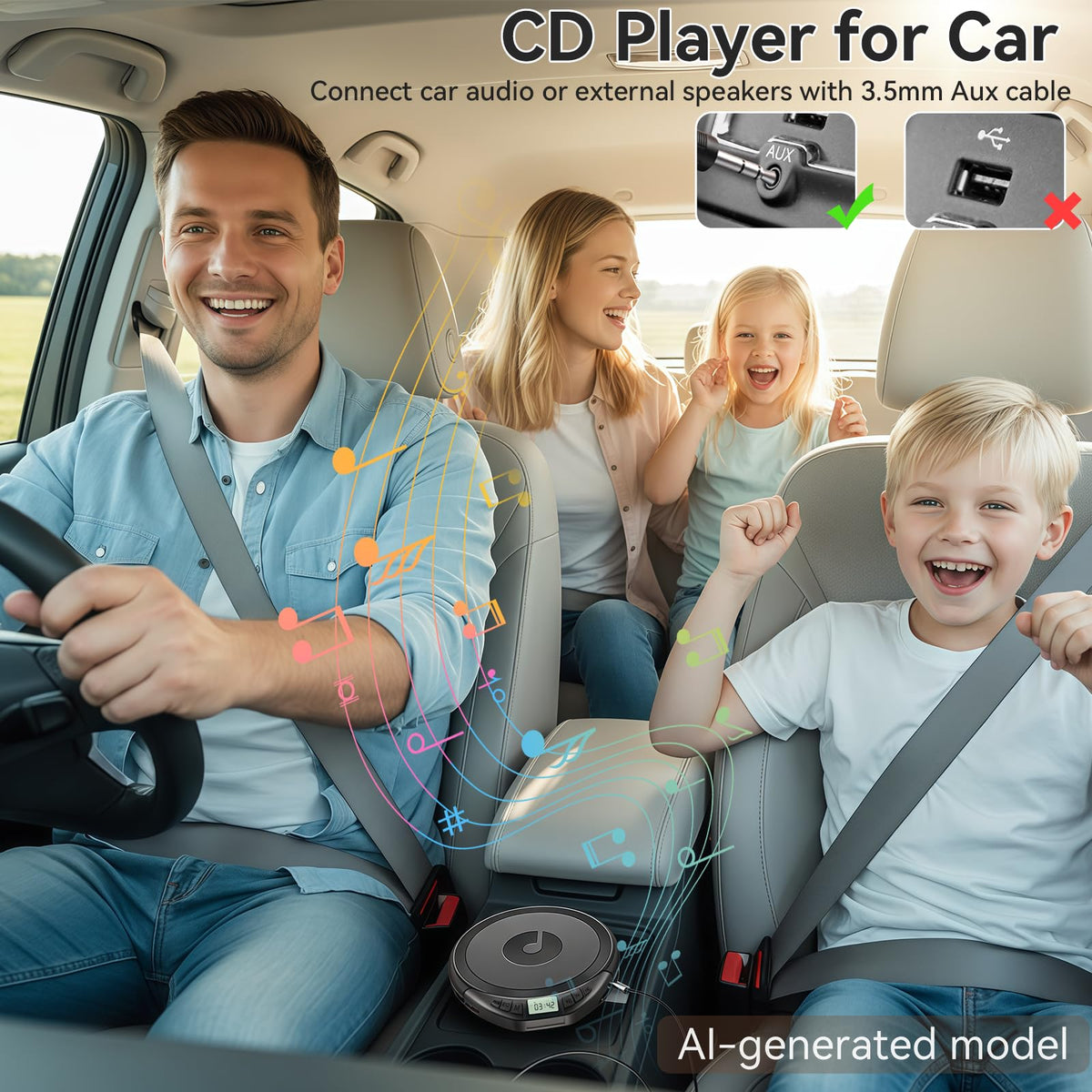 Portable CD Player with Headphones Anti-Skip Shockproof LCD Display U465