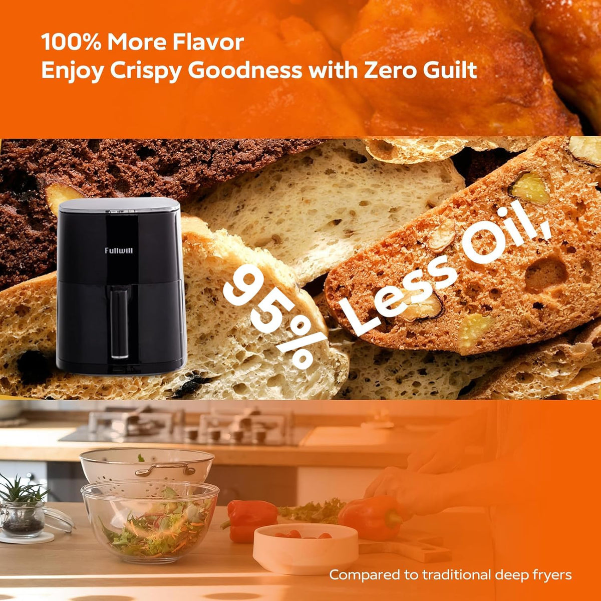 6QT Nonstick Air Fryer with Visible Window C40657