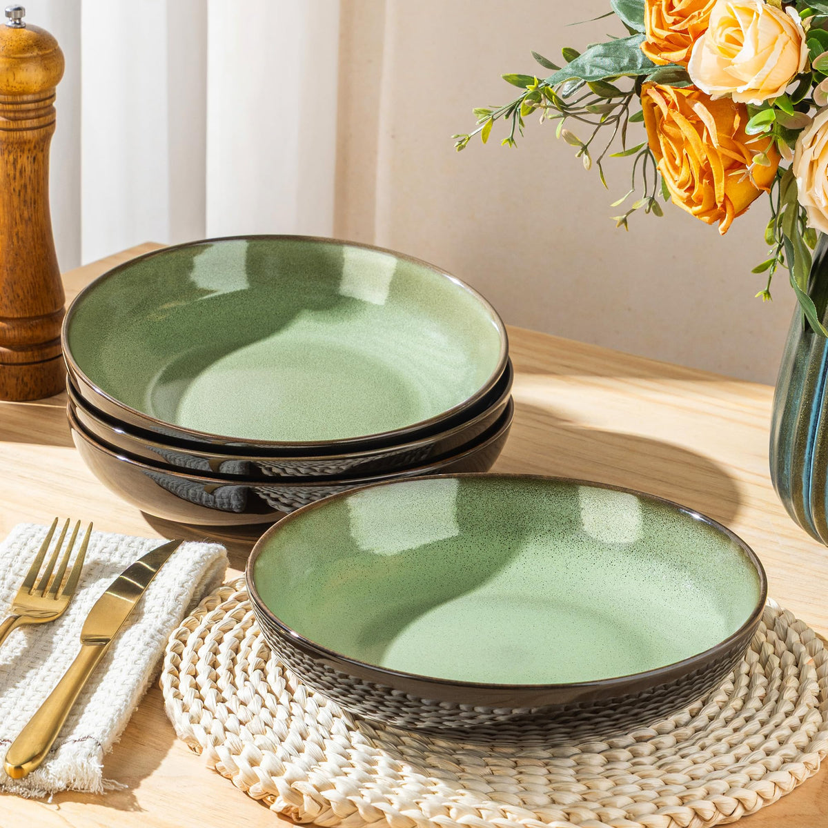 9.0" Ceramic Pasta Bowls Set of 4 T769646