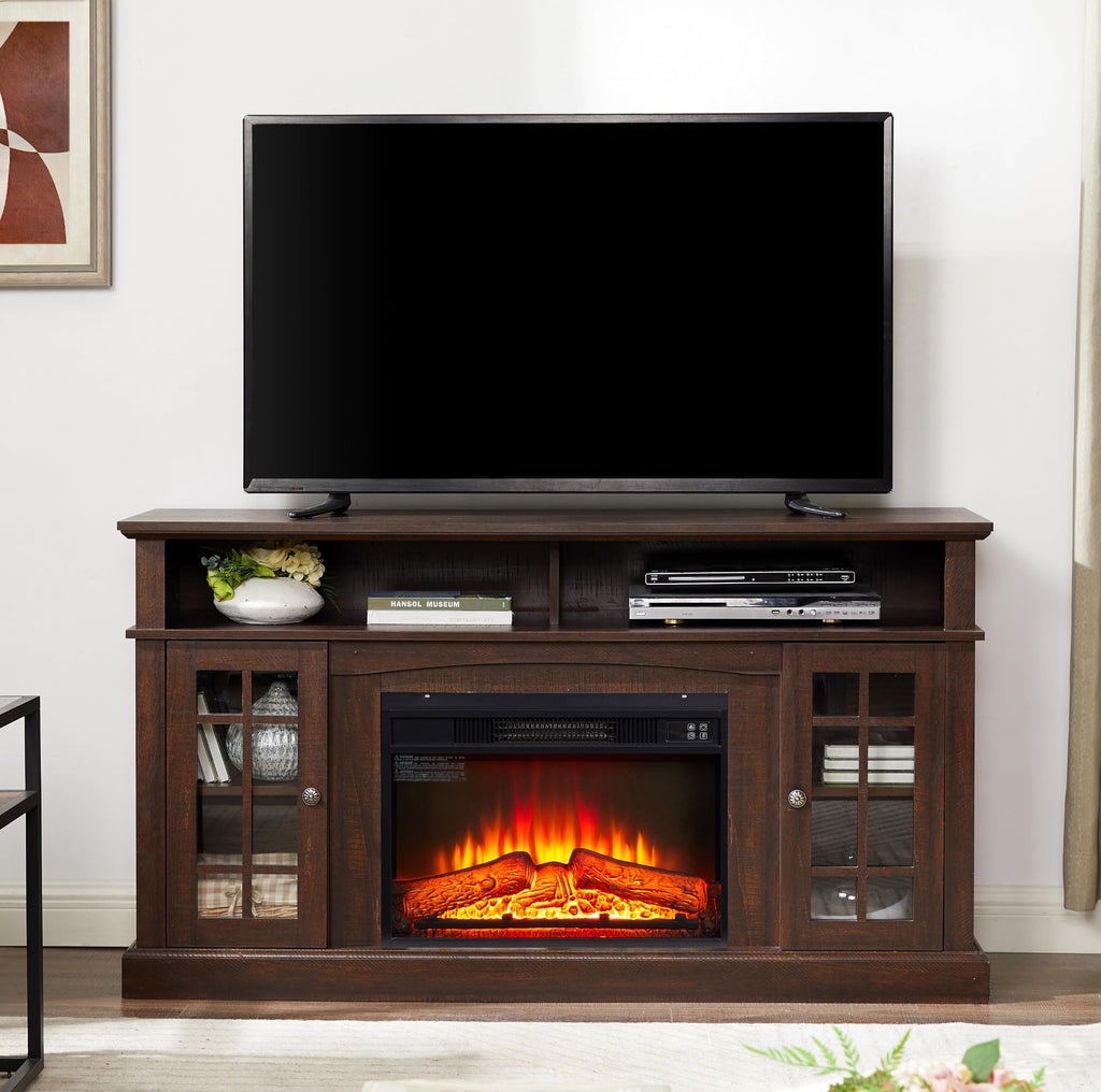 58-Inch Espresso Fireplace TV Stand H628408