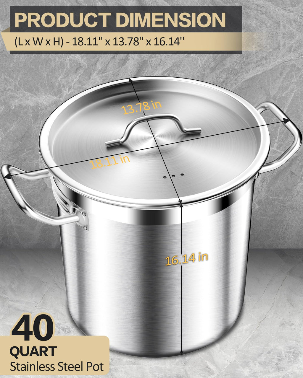 Large Stainless Steel Stockpot with Lid 40 Quart B69849