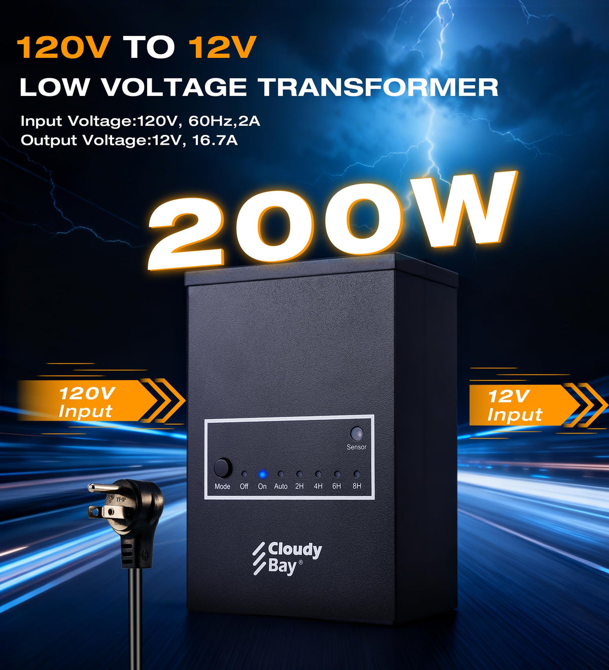 200W Low Voltage Outdoor Transformer with Photocell Light Sensor and Timer J293