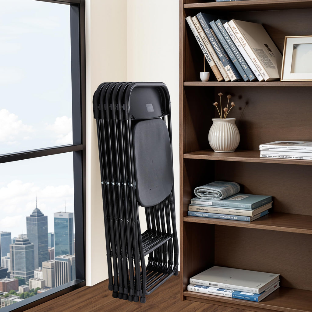 10 Pack Black Plastic Folding Chairs L194
