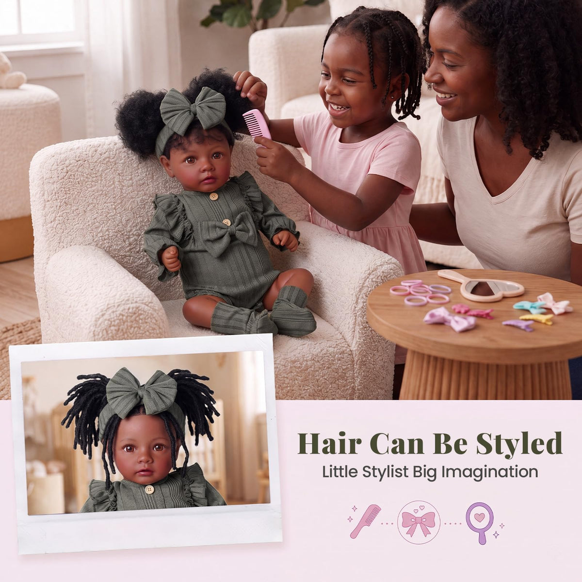 20 Inch Black Lifelike Baby Girl Doll R7831