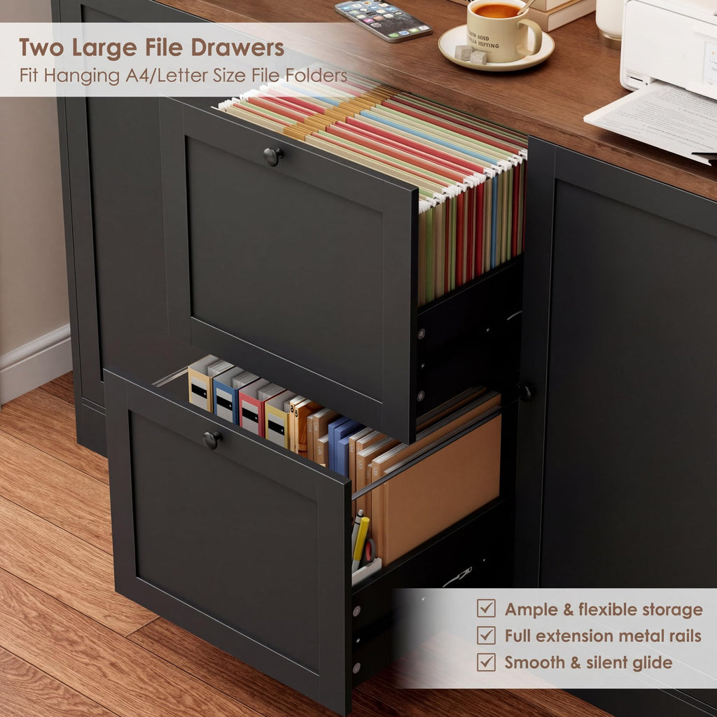 72'' Tall File Bookcase with Power Outlet & 2 Filing Drawers O600861
