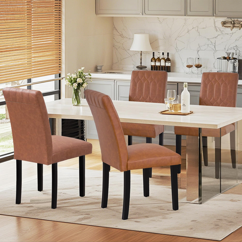 Upholstered Dining Chairs Set of 2 PU Leather Brown Z606