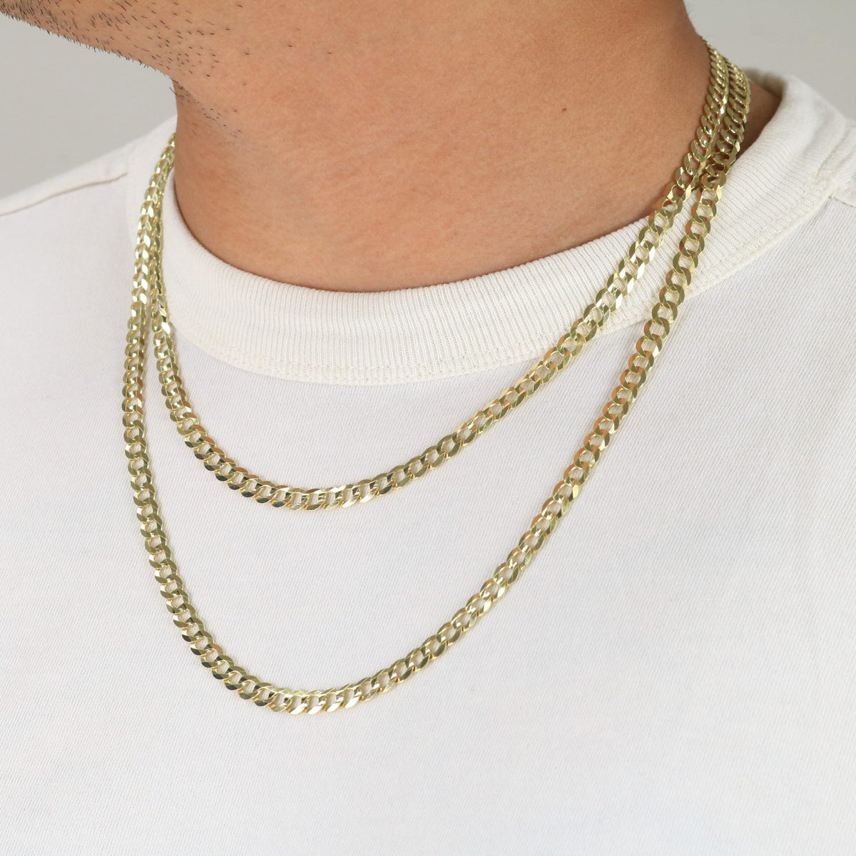 14k Yellow Gold Cuban Curb Link Chain Necklace E2144