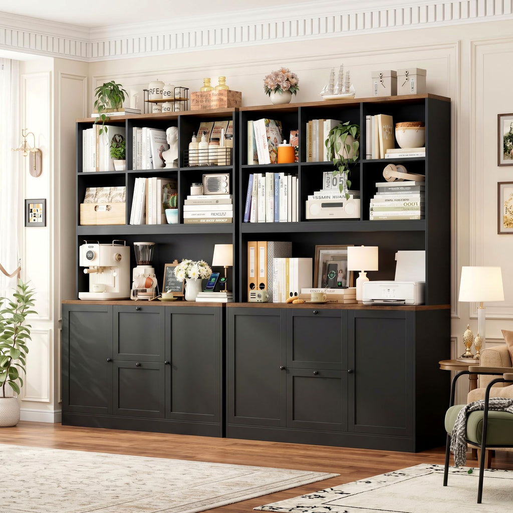 72'' Tall File Bookcase with Power Outlet & 2 Filing Drawers O600861