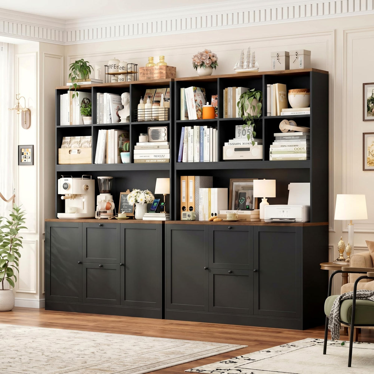 72'' Tall File Bookcase with Power Outlet & 2 Filing Drawers O600861