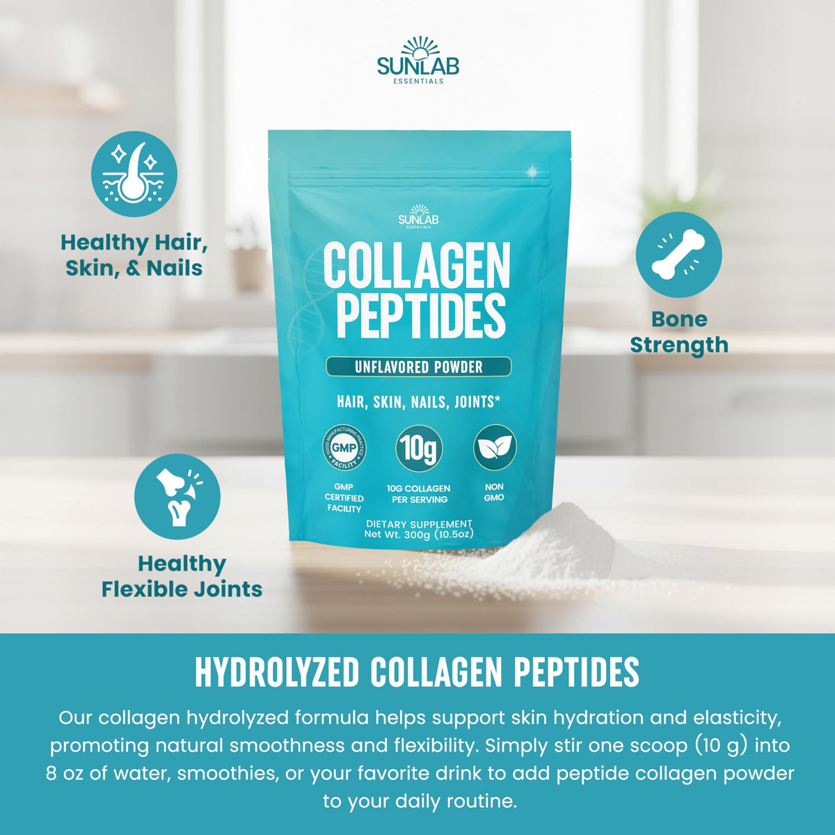 Unflavored Hydrolyzed Bovine Collagen Peptides Powder G438