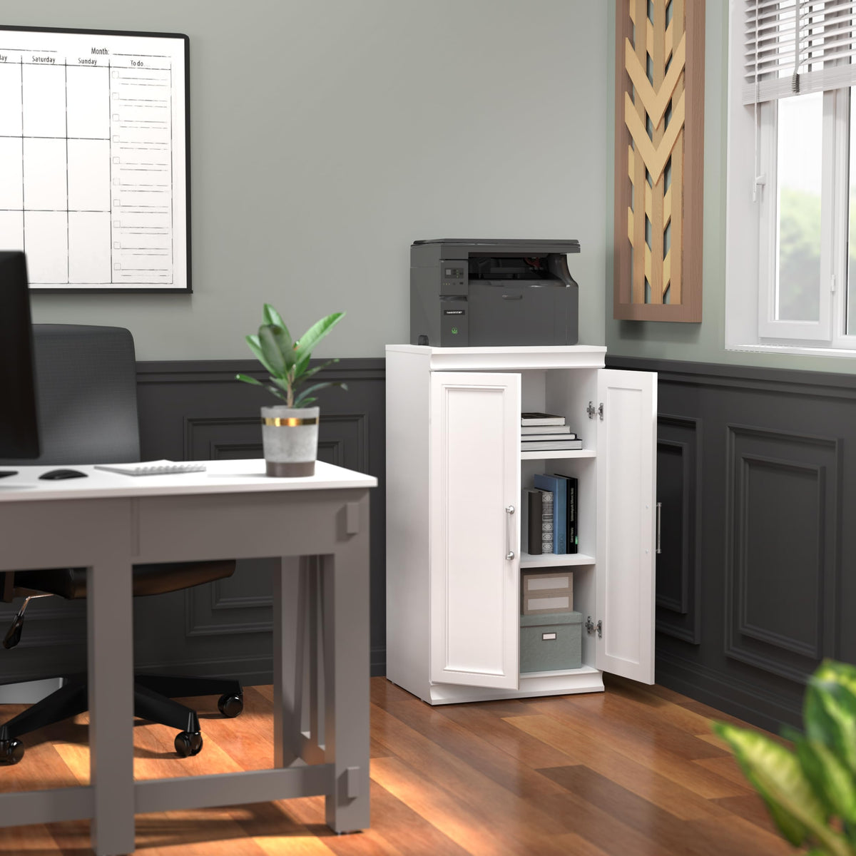 White Modular Storage Shelf Unit with 3 Shelves H952