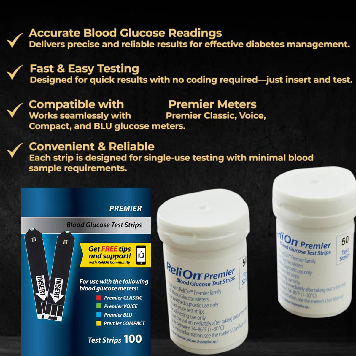 Blood Glucose Test Strips 100 ct O744