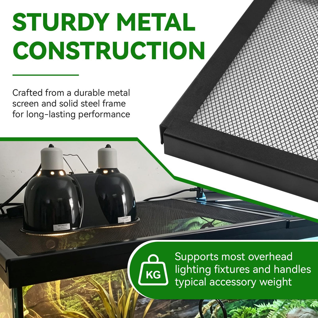 10 Gallon Tank Lid, Hinged Terrarium Screen Cover, 20.8" x 10.8" E839