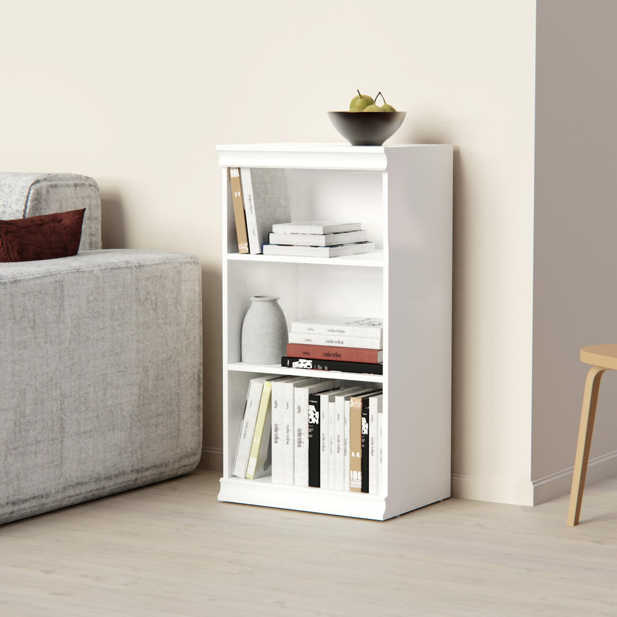 White Modular Storage Shelf Unit with 3 Shelves H952