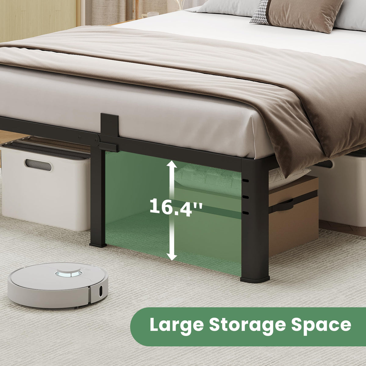 18 Inch Queen Size Metal Platform Bed Frame T633129