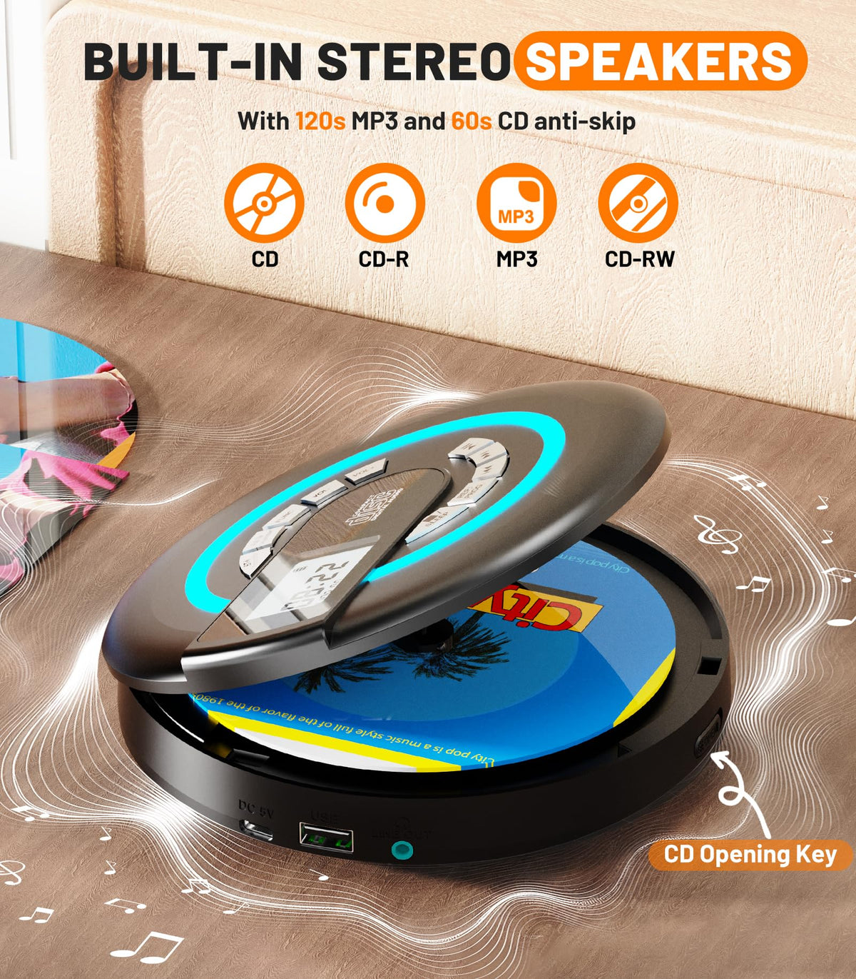 Portable CD Player with Speaker Bluetooth K374774