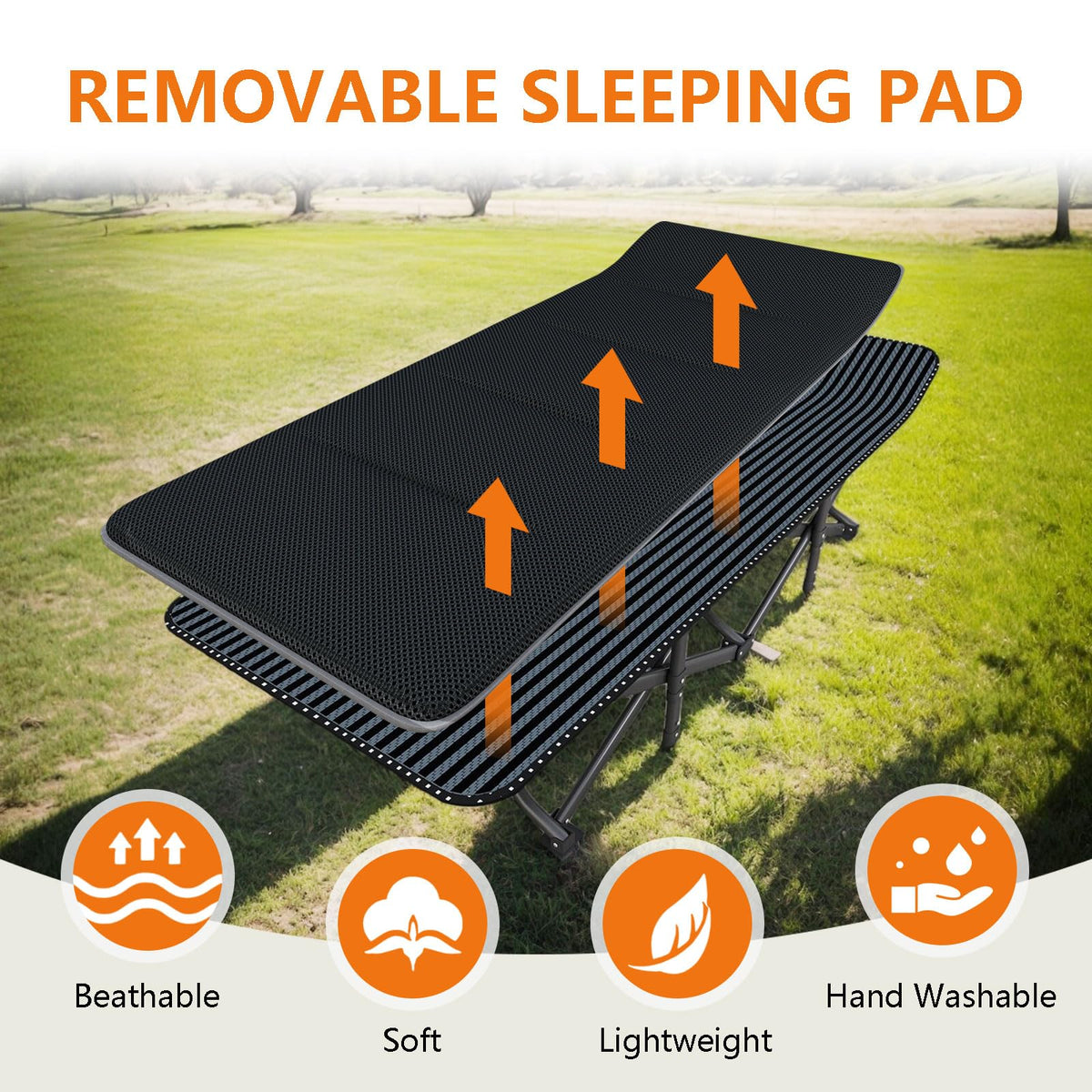 31.5" Wide Camping Cot with Pad L8893