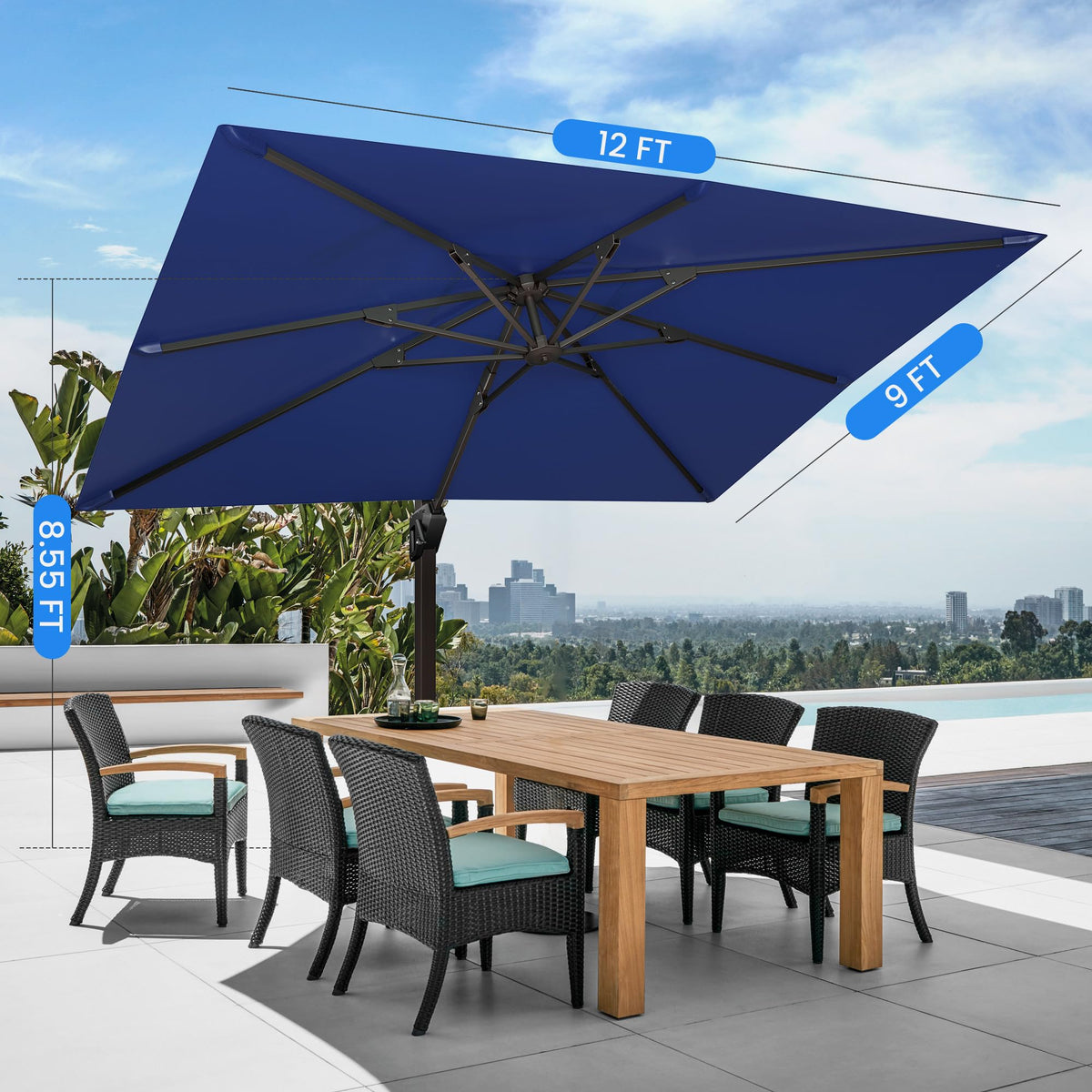 9' X 12' Rectangular Cantilever Patio Umbrella Y207