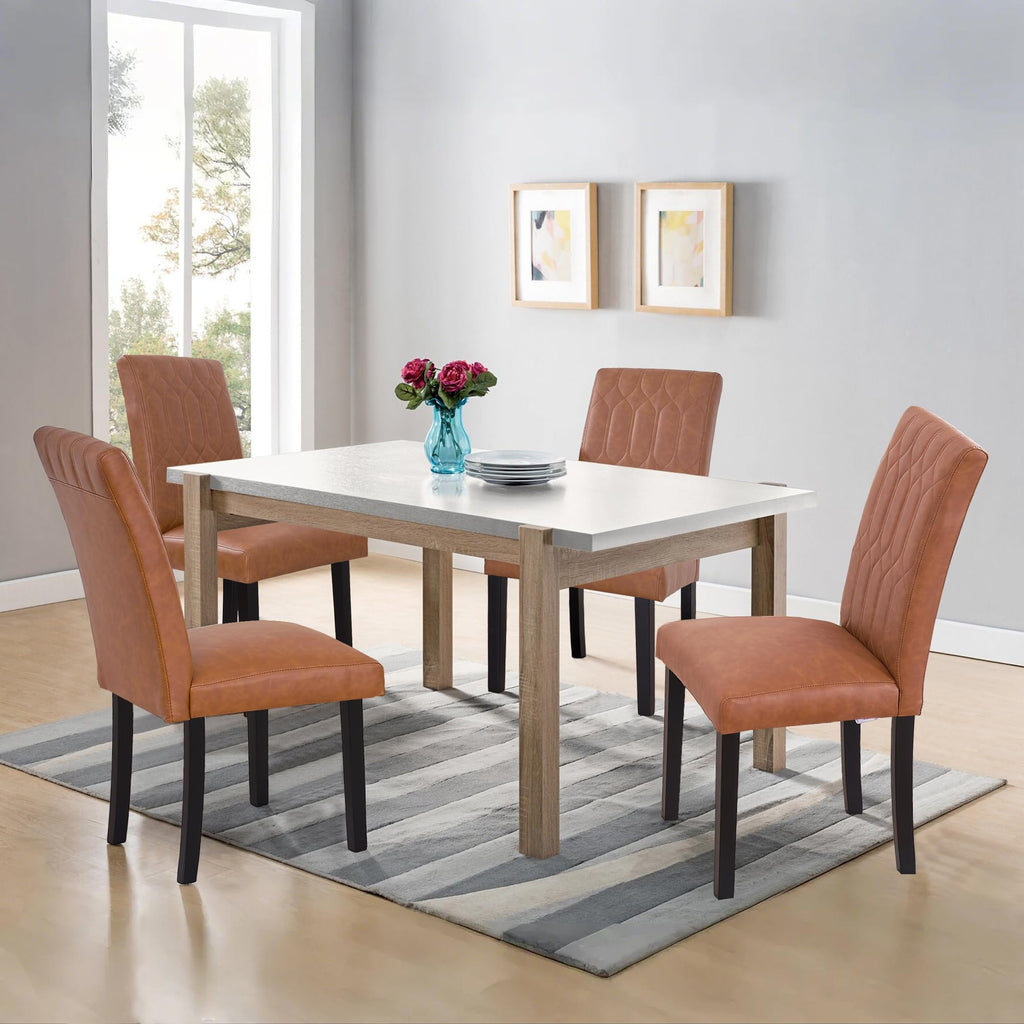 Upholstered Dining Chairs Set of 2 PU Leather Brown Z606