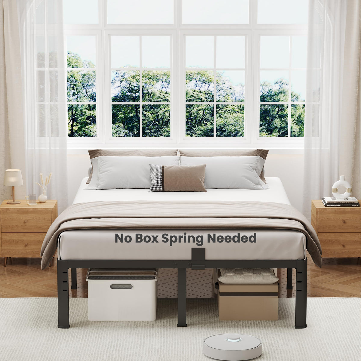 18 Inch Queen Size Metal Platform Bed Frame T633129
