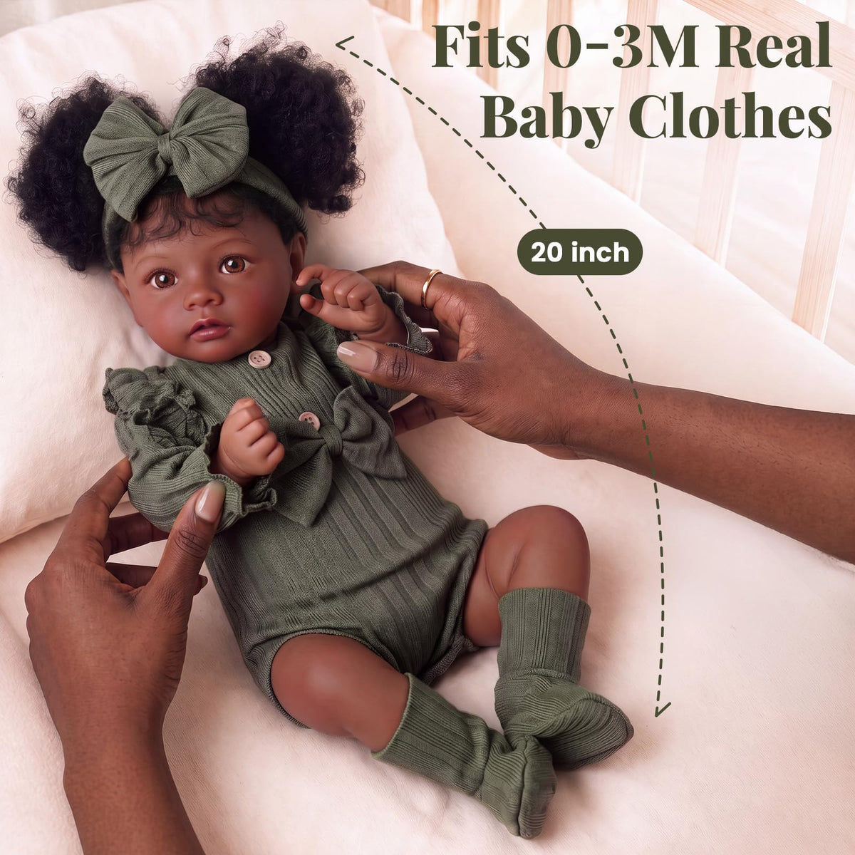 20 Inch Black Lifelike Baby Girl Doll R7831