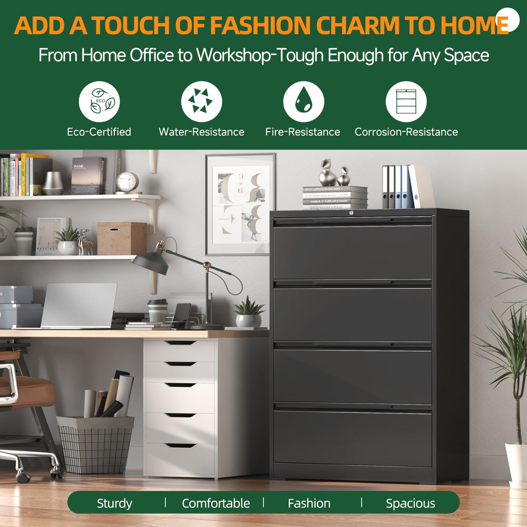 4 Drawer Metal File Cabinet with Lock D68587