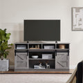Grey Wood TV Stand with Sliding Barn Door F68252